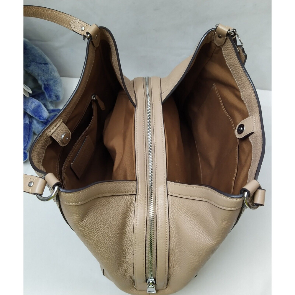 Coach Kristy Taupe Beige Pebble Leather Triple Compartment Shoulder Bag - Picture 9 of 16